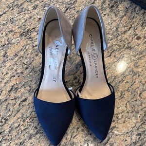 Chinese Laundry D'Orsay Heels Navy Gray Black Size 6.5 NWOT Pointed Toe